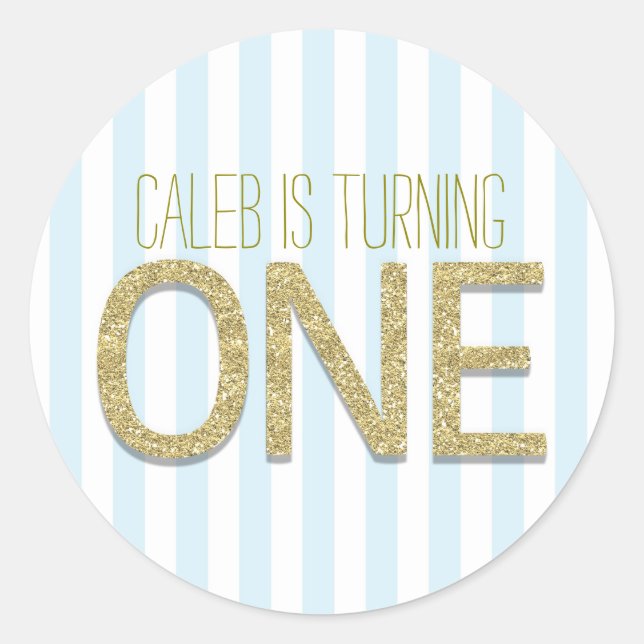 Gold Glitter ONE 1st Birthday Party Favour Sticker (Front)