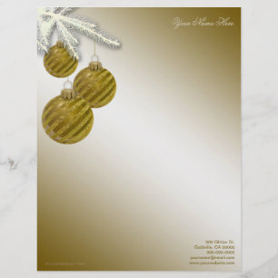 Gold Glitter Ornaments Personalised Letterhead