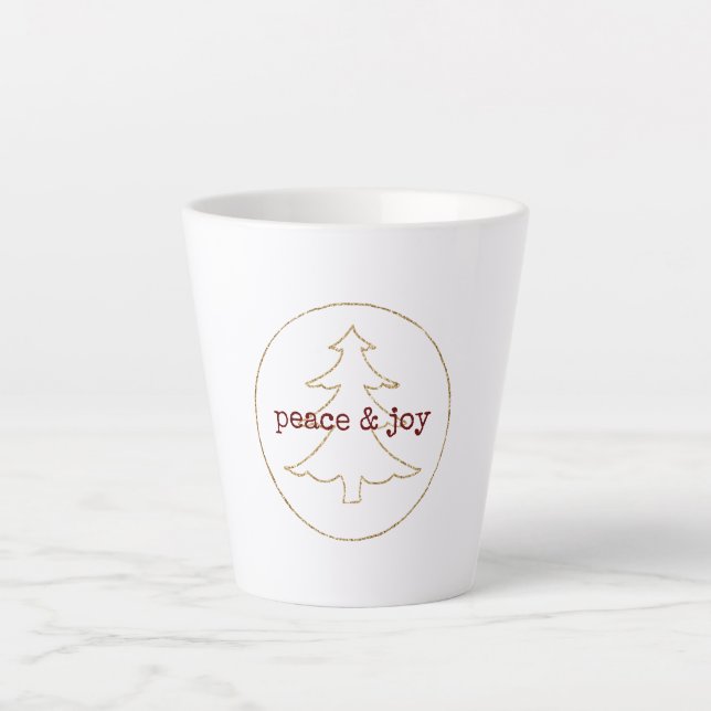 Gold Glitter Outline Christmas Tree Latte Mug (Front)