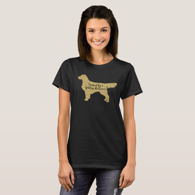 Gold Glitter Owned by a Golden Retriever Humour T-Shirt (Front Full)