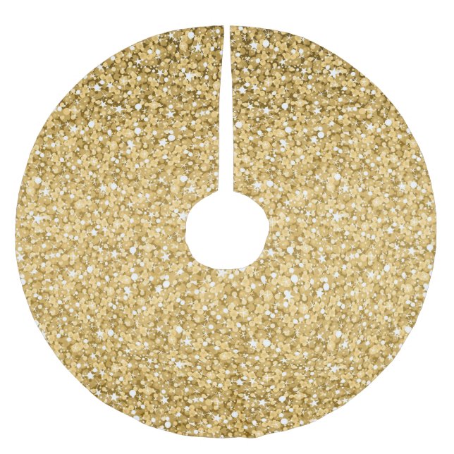 Gold Glitter Pattern Brushed Polyester Tree Skirt (Front)