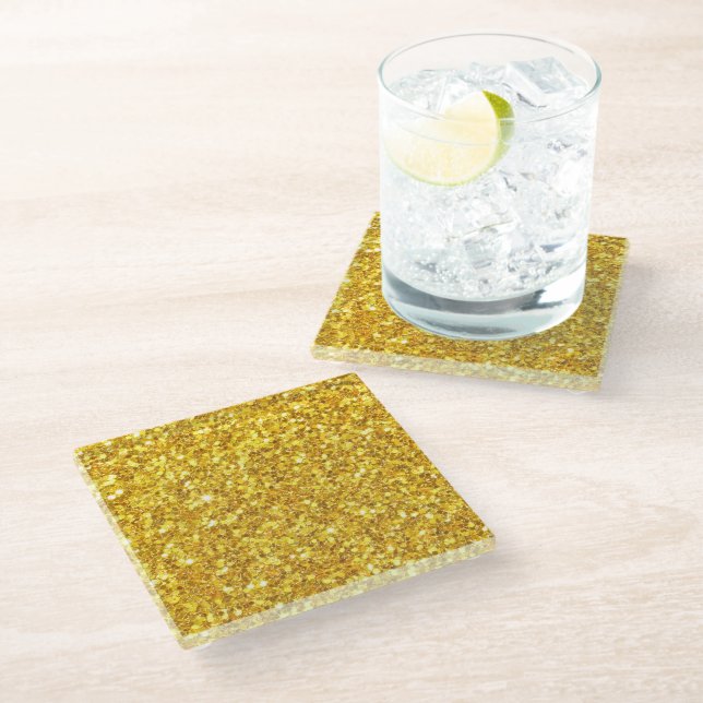 Gold Glitter Pattern Coaster (Angled)