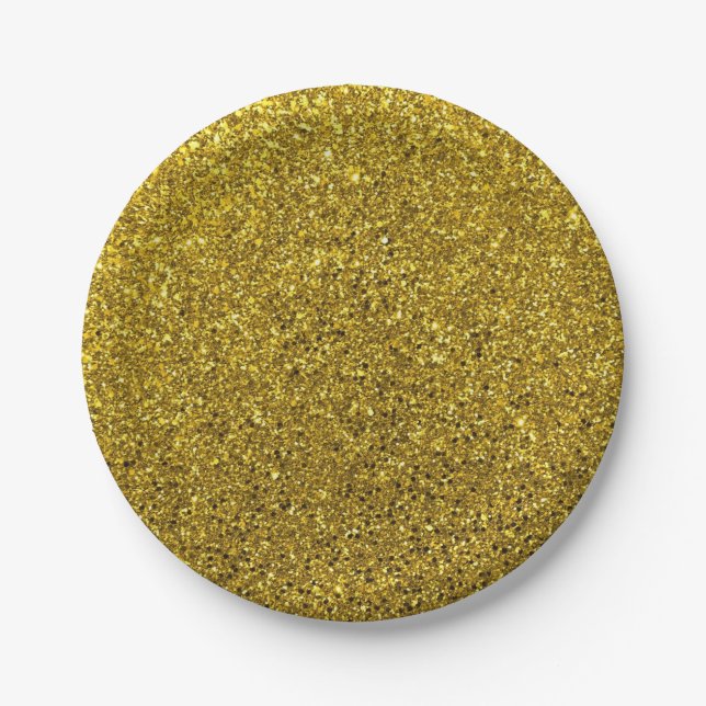 Gold Glitter Pattern Paper Plate (Front)