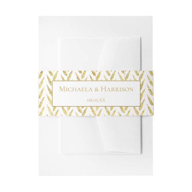 Gold Glitter Pattern Stationery Belly Band Invitation Belly Band (Front Example)