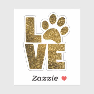 Gold Glitter Paw Love
