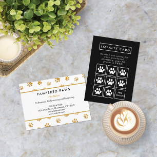 Gold Glitter Paw Prints Professional Pet Salon Loyalty Card