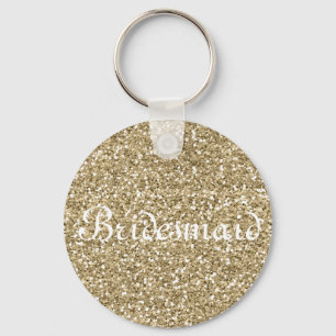 Gold Glitter Personalised Bridesmaid Key Ring
