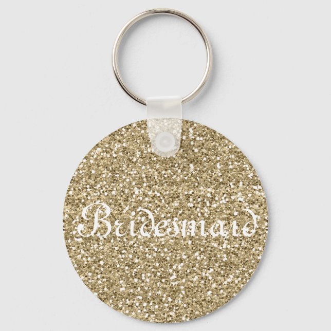 Gold Glitter Personalised Bridesmaid Key Ring (Front)