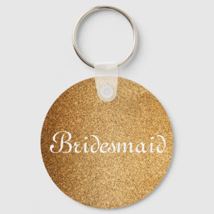 Gold Glitter Personalised Bridesmaid Key Ring