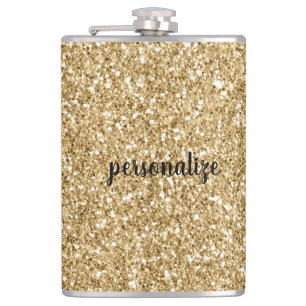 Gold Glitter personalised Hip Flask
