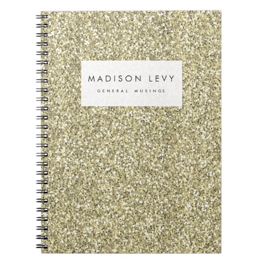 Gold Glitter Personalised Journal Notebook Zazzle.co.uk