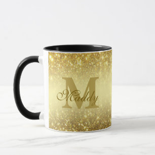 gold glitter personalised  mug