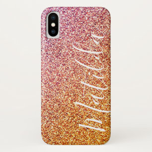 Gold Glitter Personalised Name Script iPhone X Case