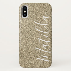Gold Glitter Personalised Name Script  iPhone X Case
