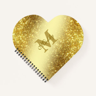 gold glitter personalised notebook