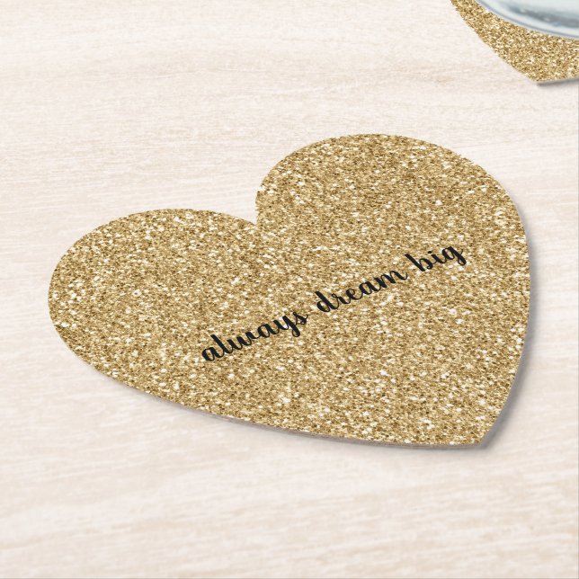 Gold Glitter personalised Paper Coaster (Angled)