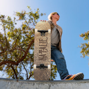 Gold Glitter Personalised Skateboard
