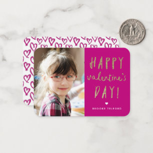 Gold Glitter Photo Classroom Happy Valentine’s Day Card
