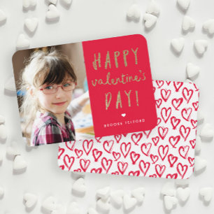 Gold Glitter Photo Classroom Happy Valentine’s Day Card