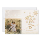 Gold Glitter Photo First Christmas as Mr and Mrs