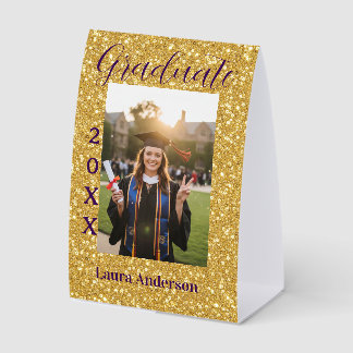 Gold glitter photo graduation add name class text