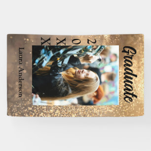 Gold glitter photo graduation add name class text banner