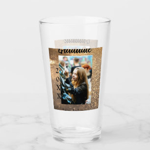 Gold glitter photo graduation add name class text glass