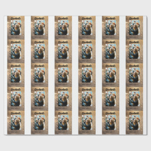 Gold glitter photo graduation add name class text wrapping paper