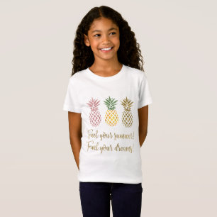 Gold Glitter Pineapple Fuel your dreams Typography T-Shirt