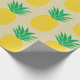 Gold Glitter Pineapple Wrapping Paper