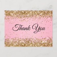 Gold Glitter Pink 21st Birthday Thank You