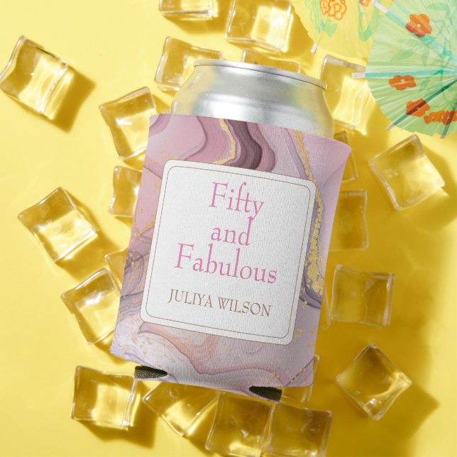 Gold glitter pink birthday party can cooler (In Situ Summer)