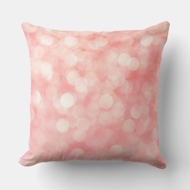 Gold Glitter & Pink Bokeh Shimmer Large Pillow (Front)