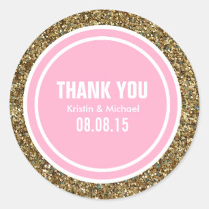 Gold Glitter Pink Custom Thank You Label