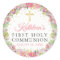 Gold Glitter Pink Floral First Holy Communion