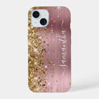 Gold Glitter Pink Foil Modern Girly Signature