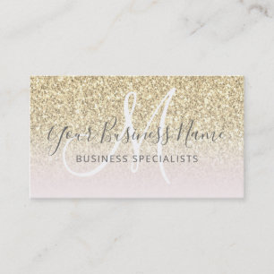 Gold Glitter Pink Girly Business Logo Monogram Card