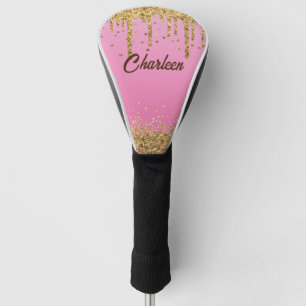 Gold Glitter Pink Golf Club  Golf Head Cover