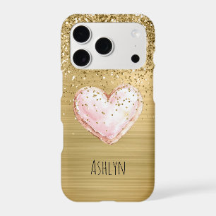 Gold Glitter Pink Heart