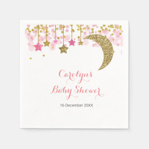 Gold glitter pink moon Bridal Shower Napkin