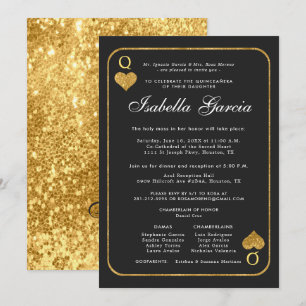 Gold Glitter Playing Card   Las Vegas Quinceañera