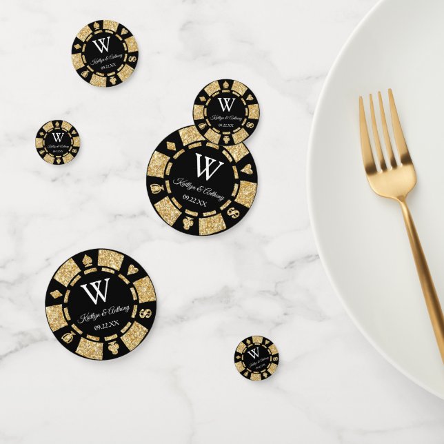 Gold Glitter Poker Chip Casino Wedding Confetti (Group)