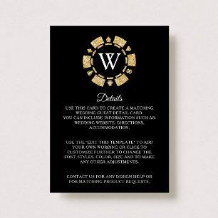 Gold Glitter Poker Chip Casino Wedding Detail Enclosure Card