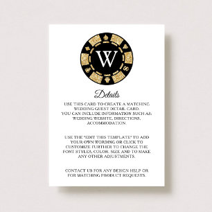 Gold Glitter Poker Chip Casino Wedding Detail Enclosure Card
