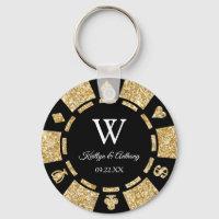 Gold Glitter Poker Chip Casino Wedding Party Favou