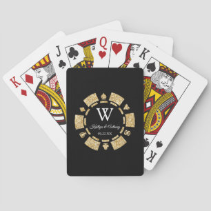 Gold Glitter Poker Chip Casino Wedding Party Favou Playing Cards