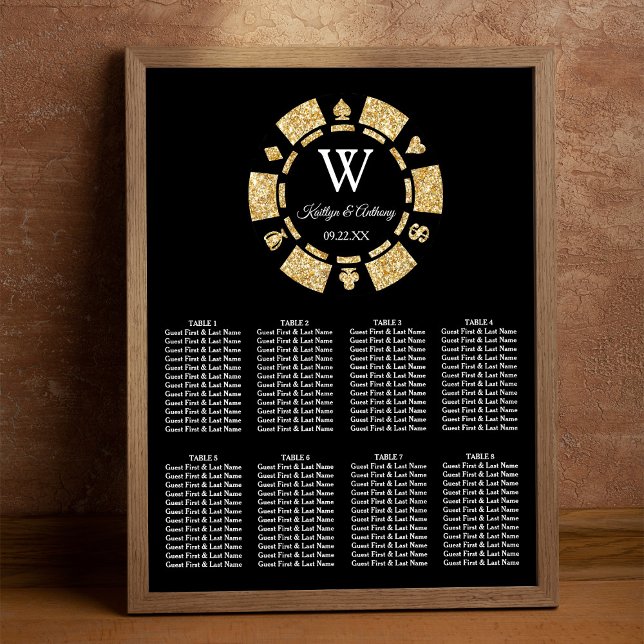 Gold Glitter Poker Chip Casino Wedding Poster (Creator Uploaded)