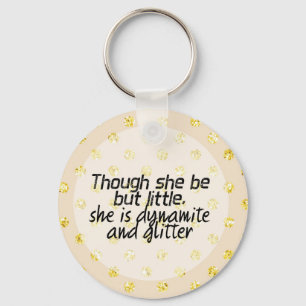 Gold Glitter Polka Dot Shakespeare Quote Key Ring