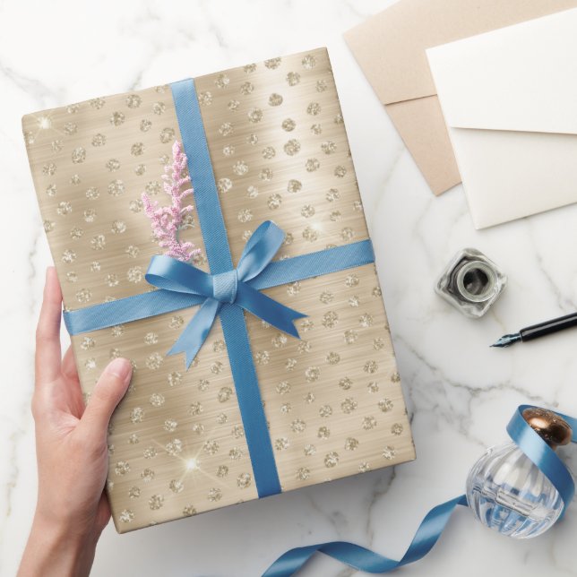 Gold Glitter Polka Dot Spotty Wrapping Paper (Gifting)