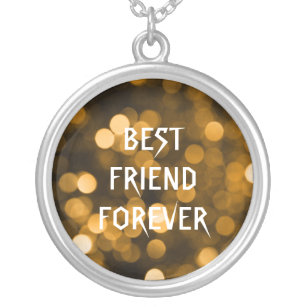 Gold Glitter Polka Dots Best Friends Forever Silver Plated Necklace